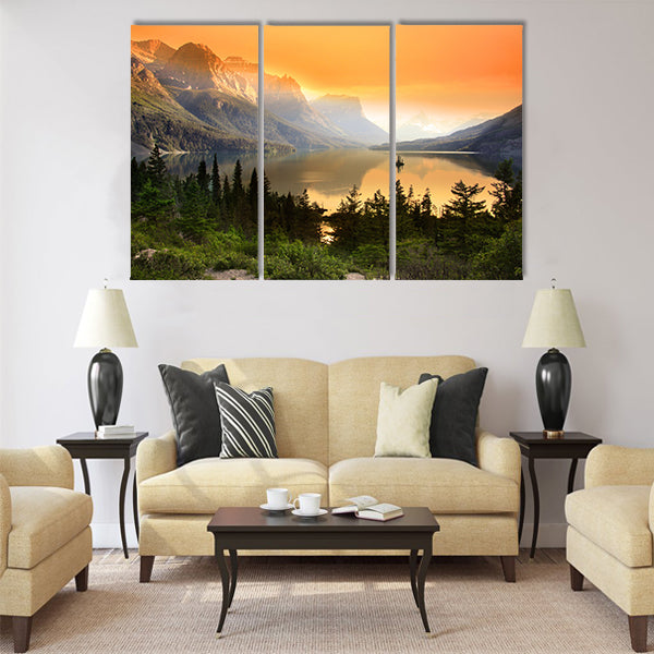Wild Goose Island on Saint Mary Lake Multi panel canvas wall art