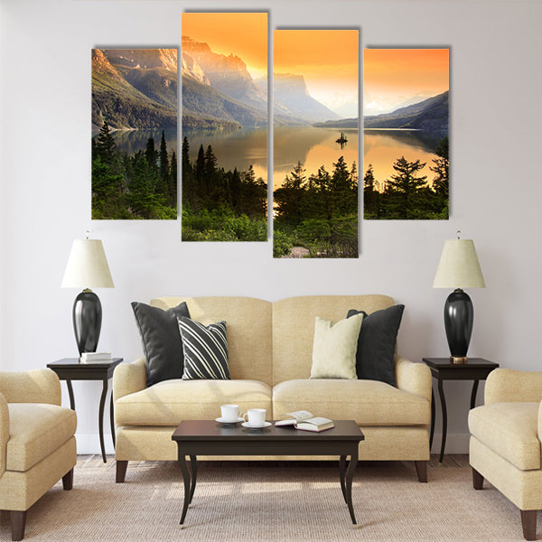 Wild Goose Island on Saint Mary Lake Multi panel canvas wall art