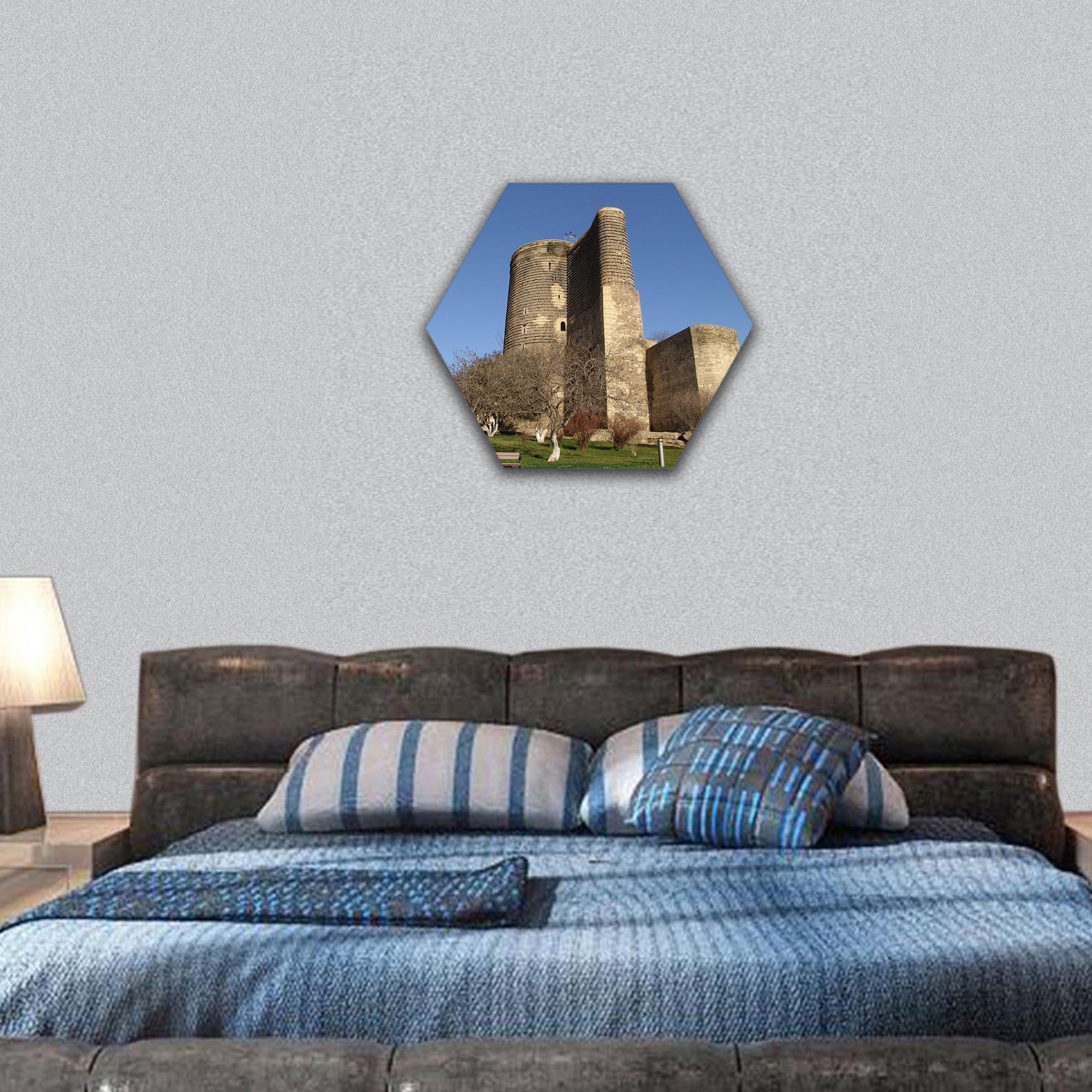 Azerbaijan Baku Maiden tower hexagonal canvas wall art