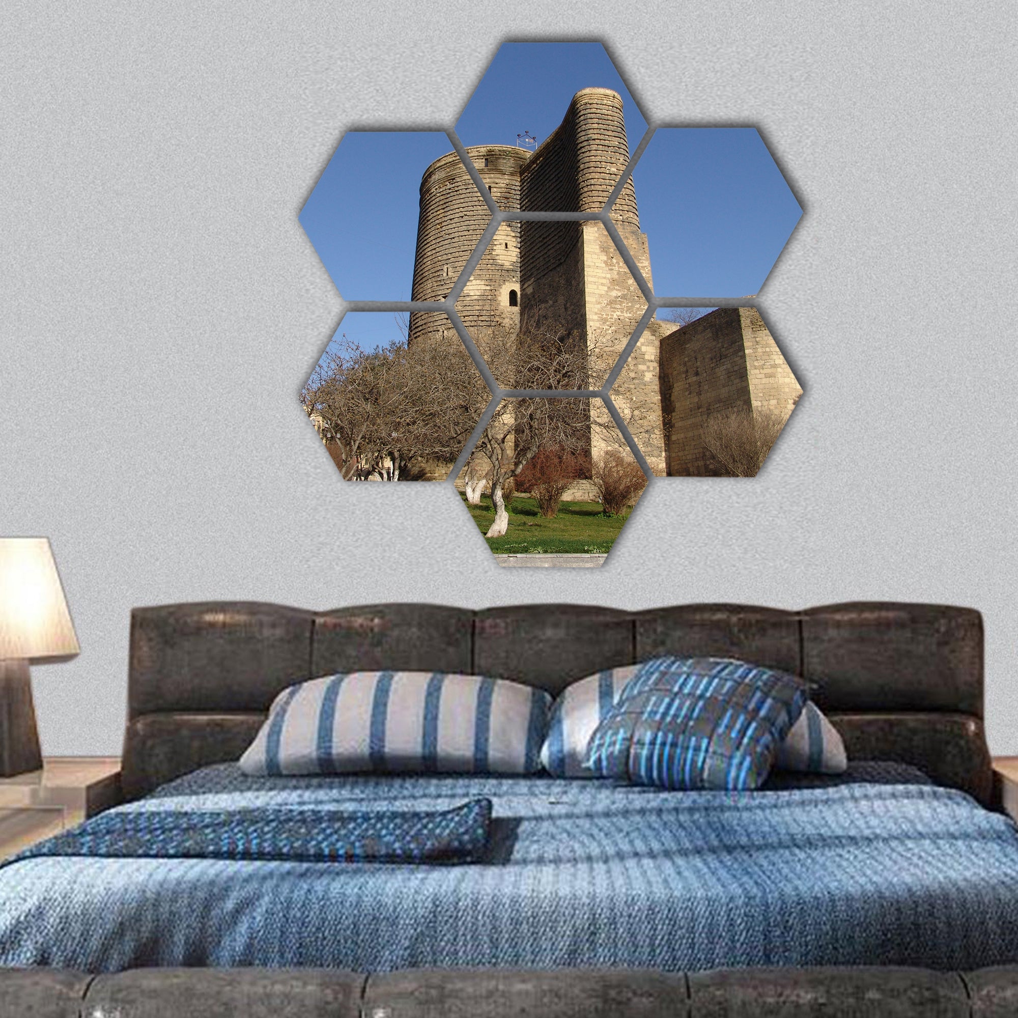 Azerbaijan Baku Maiden tower hexagonal canvas wall art