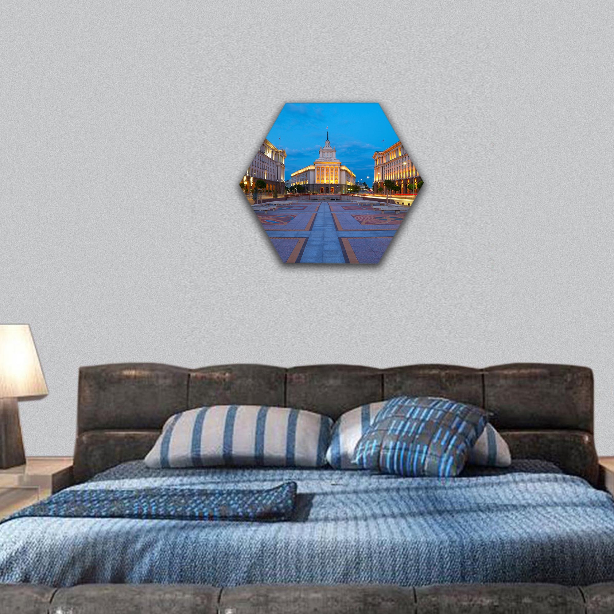City centre of Sofia, capital of Bulgaria hexagonal canvas wall art