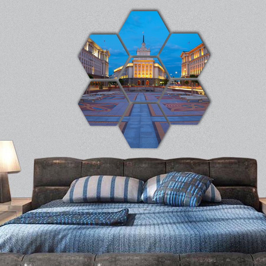 City centre of Sofia, capital of Bulgaria hexagonal canvas wall art