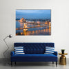 Budapest, night view of Chain Bridge on the Danube River and the city of Pest Multi Panel Canvas Wall Art