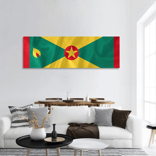 Grenada waving flag panoramic canvas wall art