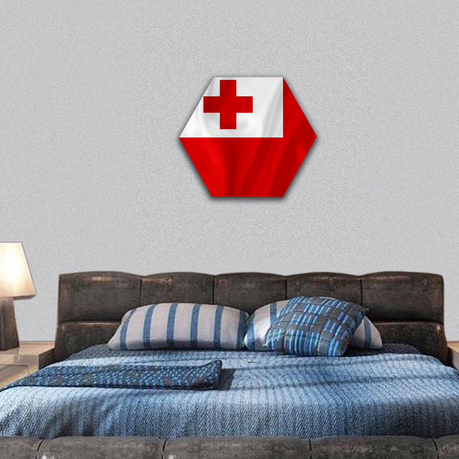 Tonga waving flag hexagonal canvas wall art