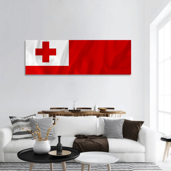 Tonga waving flag panoramic canvas wall art
