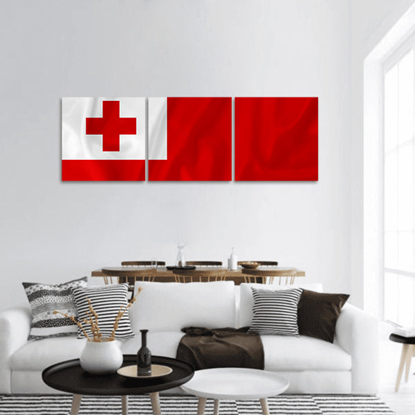 Tonga waving flag panoramic canvas wall art