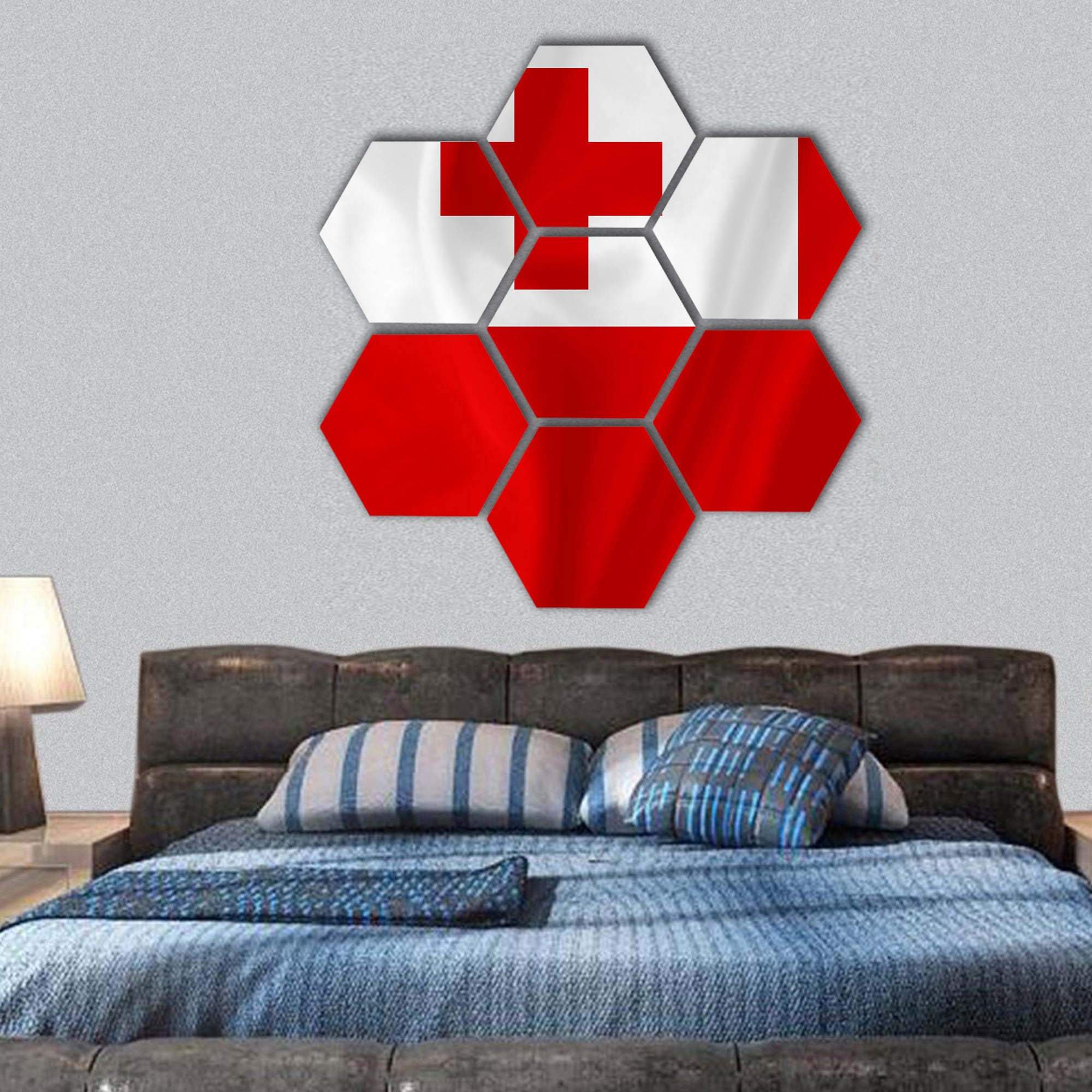 Tonga waving flag hexagonal canvas wall art