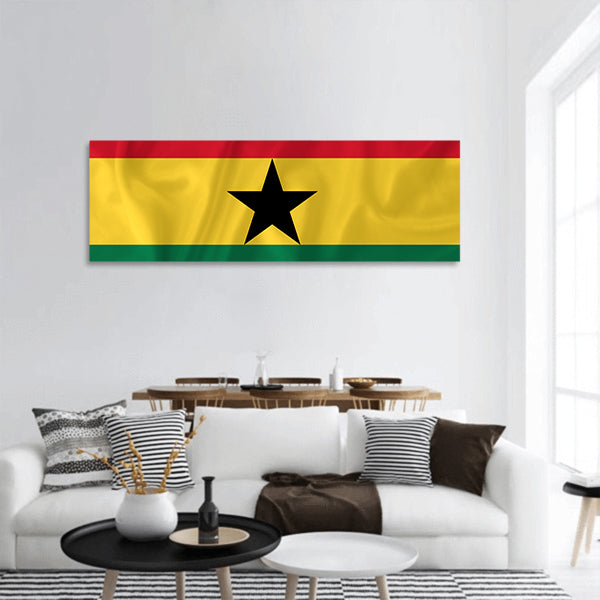 Ghana waving flag panoramic canvas wall art