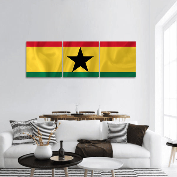 Ghana waving flag panoramic canvas wall art