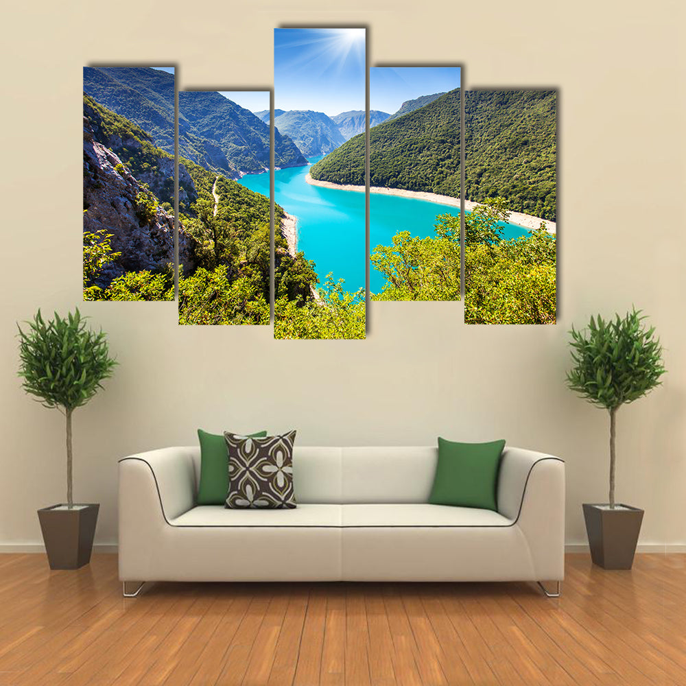 The Piva Canyon with its fantastic reservoir, Montenegro, Balkans, Europe multi panel canvas wall art