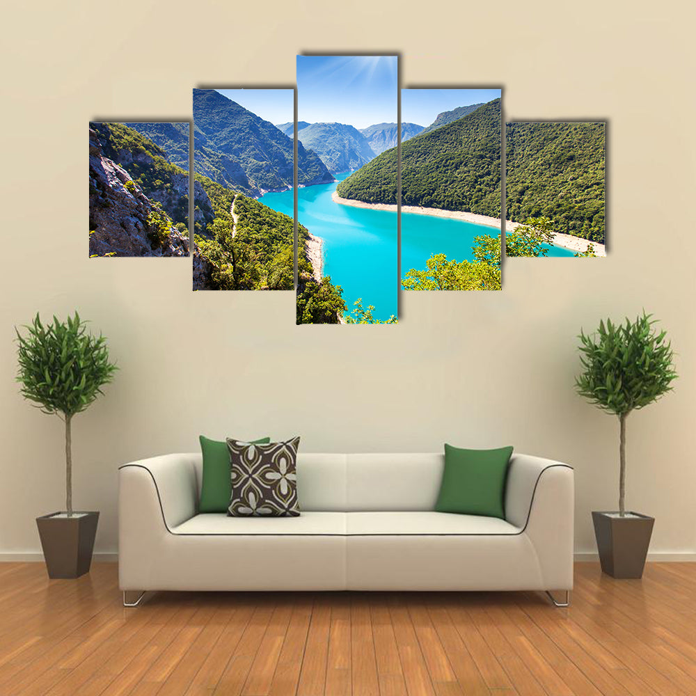 The Piva Canyon with its fantastic reservoir, Montenegro, Balkans, Europe multi panel canvas wall art