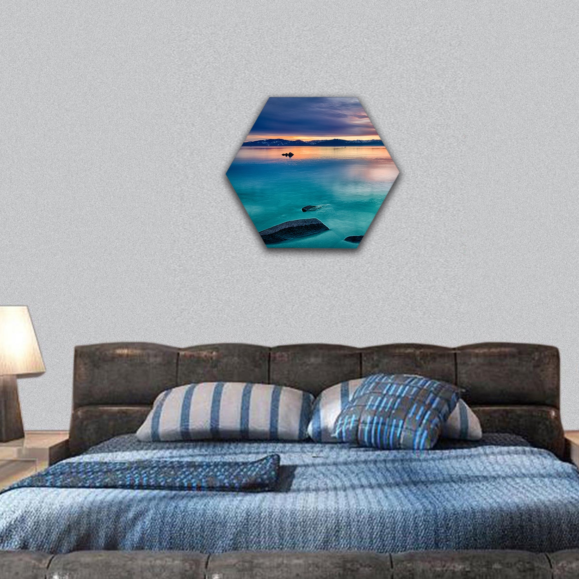 Lake Tahoe, Sierra Nevada, California, USA hexagonal canvas wall art