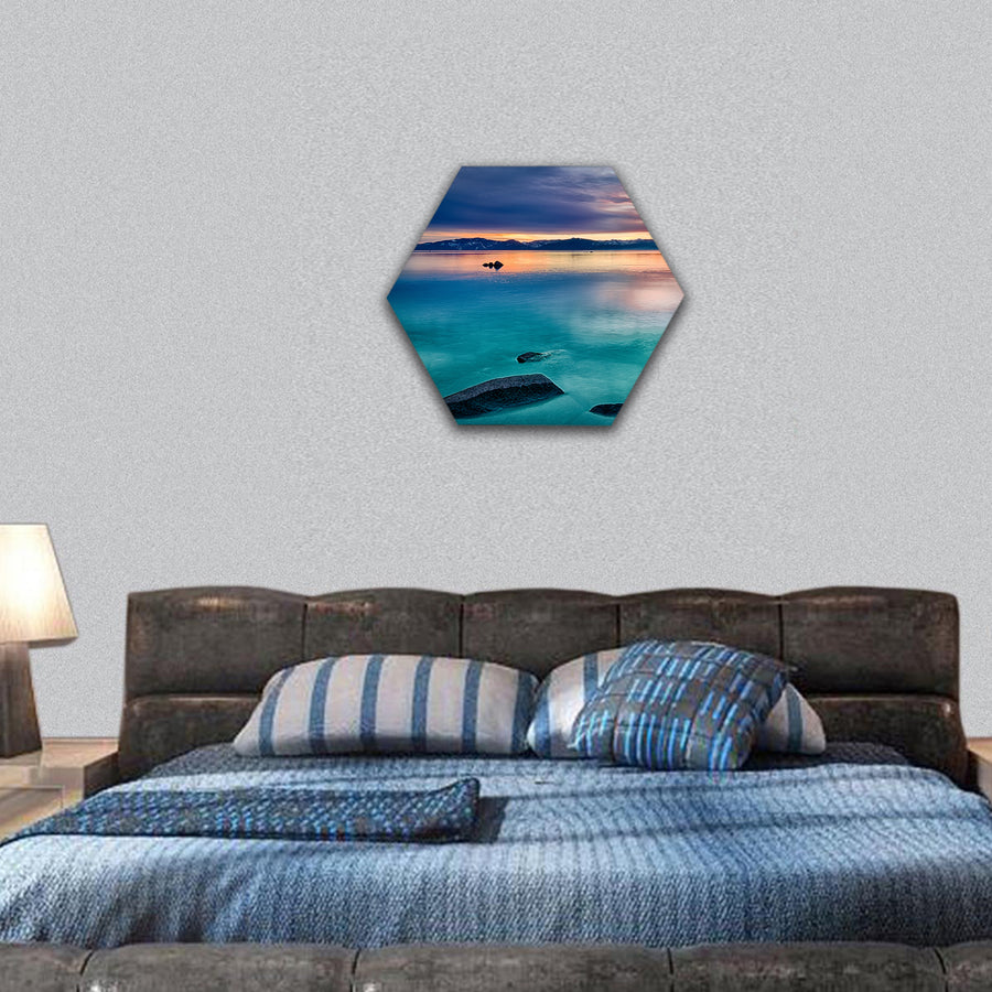 Lake Tahoe, Sierra Nevada, California, USA hexagonal canvas wall art