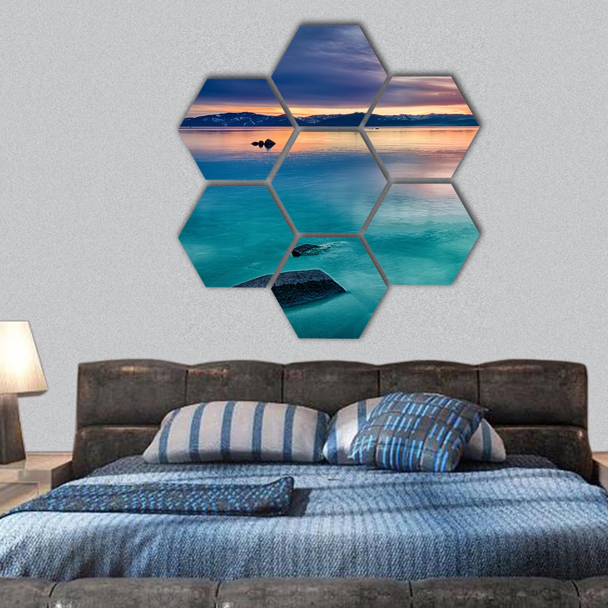 Lake Tahoe, Sierra Nevada, California, USA hexagonal canvas wall art