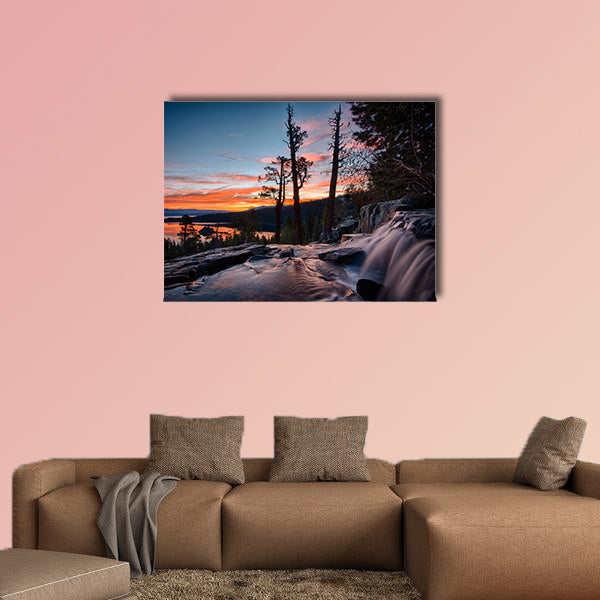 Water falling into a lake, Lake Tahoe, Sierra Nevada, California, canvas wall art