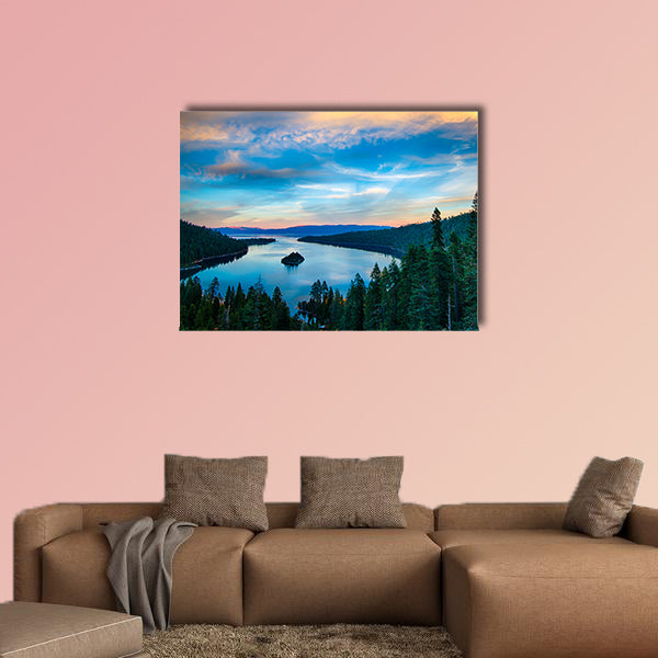 High angle view of a lake, Lake Tahoe, Sierra Nevada, California canvas wall art