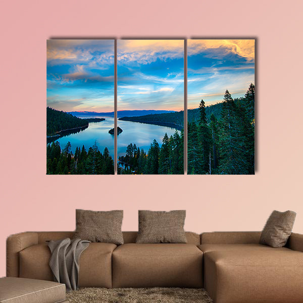 High angle view of a lake, Lake Tahoe, Sierra Nevada, California canvas wall art