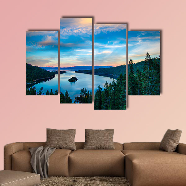 High angle view of a lake, Lake Tahoe, Sierra Nevada, California canvas wall art