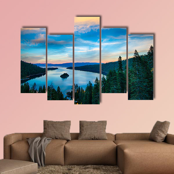 High angle view of a lake, Lake Tahoe, Sierra Nevada, California canvas wall art