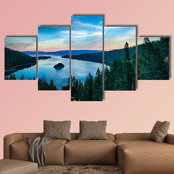 High angle view of a lake, Lake Tahoe, Sierra Nevada, California canvas wall art