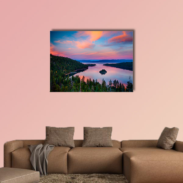 High angle view of a lake, Lake Tahoe, Sierra Nevada, California, USA multi panel canvas wall art