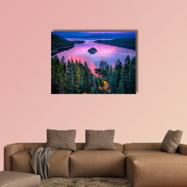 High angle view of a lake, Lake Tahoe, Sierra Nevada, California, USA multi panel canvas wall art