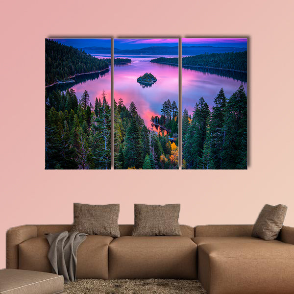 High angle view of a lake, Lake Tahoe, Sierra Nevada, California, USA multi panel canvas wall art