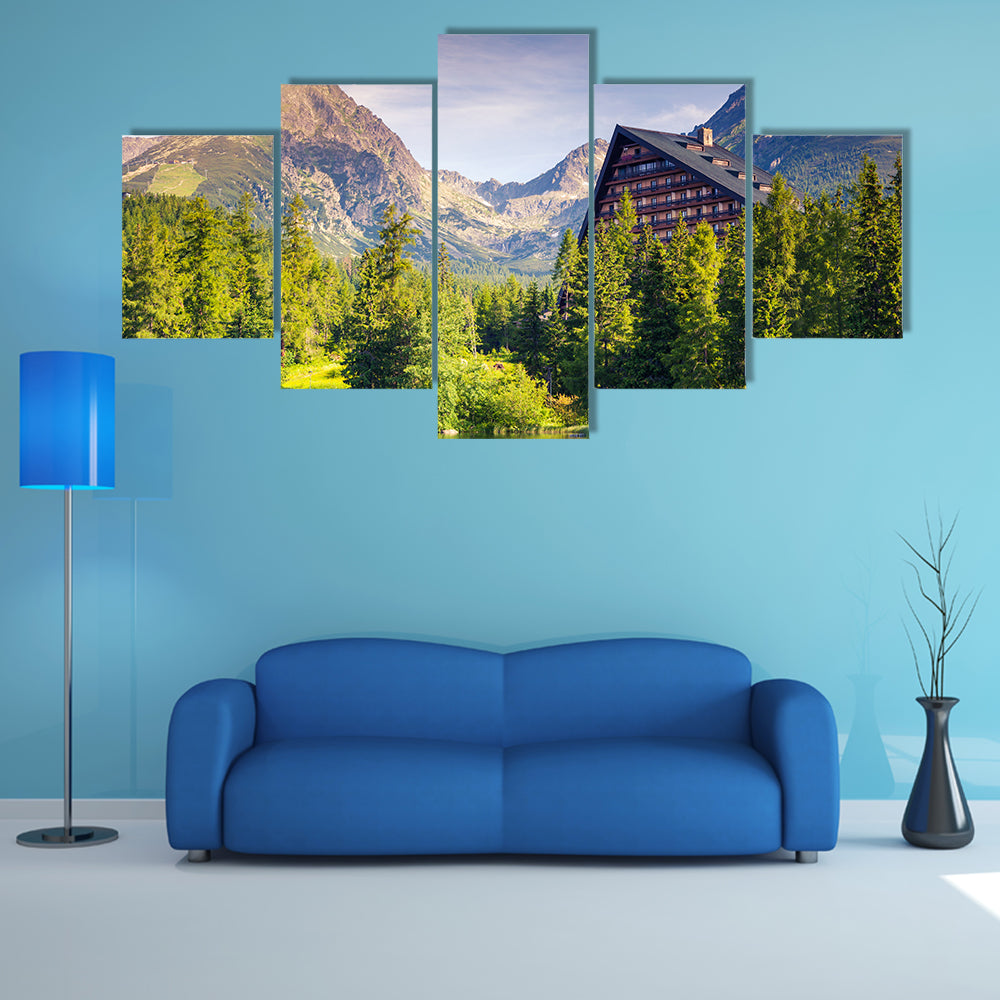 Mountain lake in National Park High Tatra Strbske pleso, Slovakia, multi panel canvas wall art