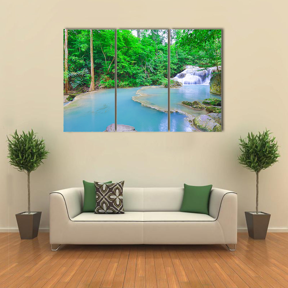 Erawan waterfall National Park Kanjanaburi Thailand multi panel canvas wall art