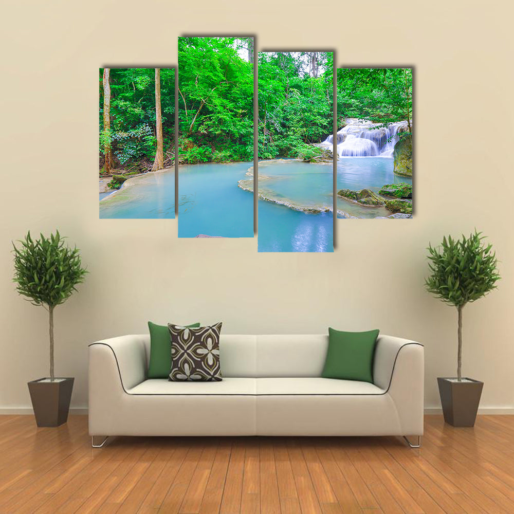 Erawan waterfall National Park Kanjanaburi Thailand multi panel canvas wall art