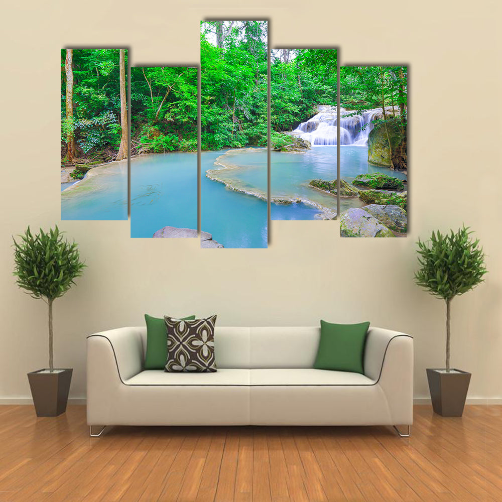 Erawan waterfall National Park Kanjanaburi Thailand multi panel canvas wall art