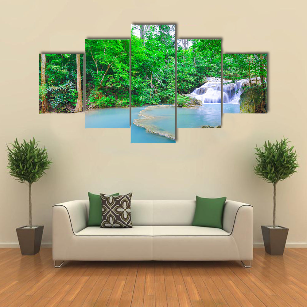 Erawan waterfall National Park Kanjanaburi Thailand multi panel canvas wall art