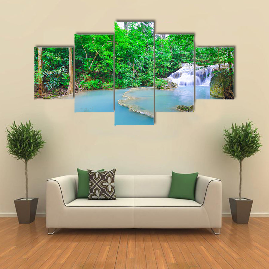 Erawan waterfall National Park Kanjanaburi Thailand multi panel canvas wall art