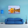 Saadian garden pavilion of the Menara gardens in Marrakech, Morocco, Africa multi panel canvas wall art