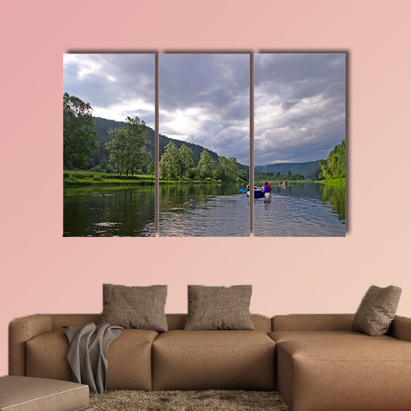 white river rafting in the southern Urals Multi panel canvas wall art
