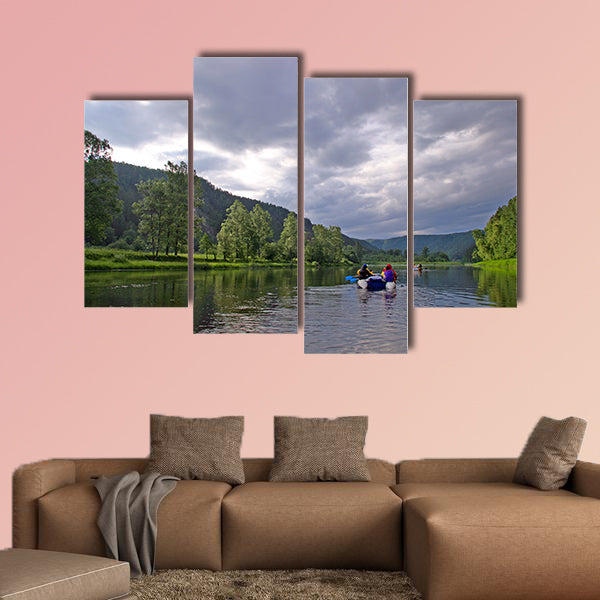 white river rafting in the southern Urals Multi panel canvas wall art