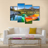 Mountain lakes and boats Durmitor national park in Montenegro, Europe Multi panel canvas wall art