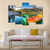 Mountain lakes and boats Durmitor national park in Montenegro, Europe Multi panel canvas wall art