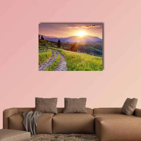 Majestic sunset in the mountains landscape. Carpathian, Ukraine, Europe Multi panel canvas wall art