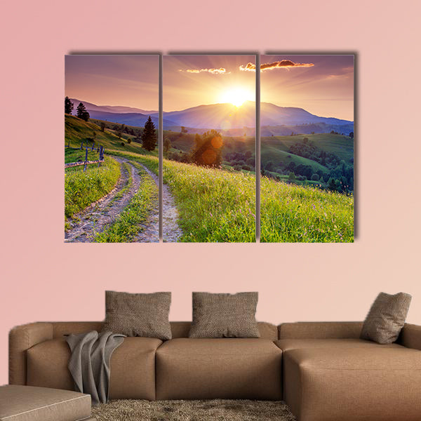Majestic sunset in the mountains landscape. Carpathian, Ukraine, Europe Multi panel canvas wall art