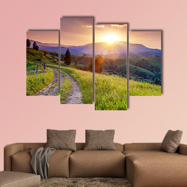 Majestic sunset in the mountains landscape. Carpathian, Ukraine, Europe Multi panel canvas wall art