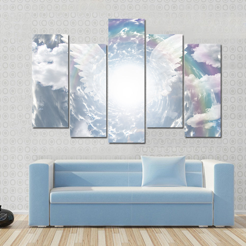 Angelic presence in tunnel of light Multi Panel Canvas Wall Art