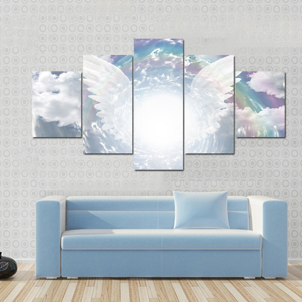 Angelic presence in tunnel of light Multi Panel Canvas Wall Art