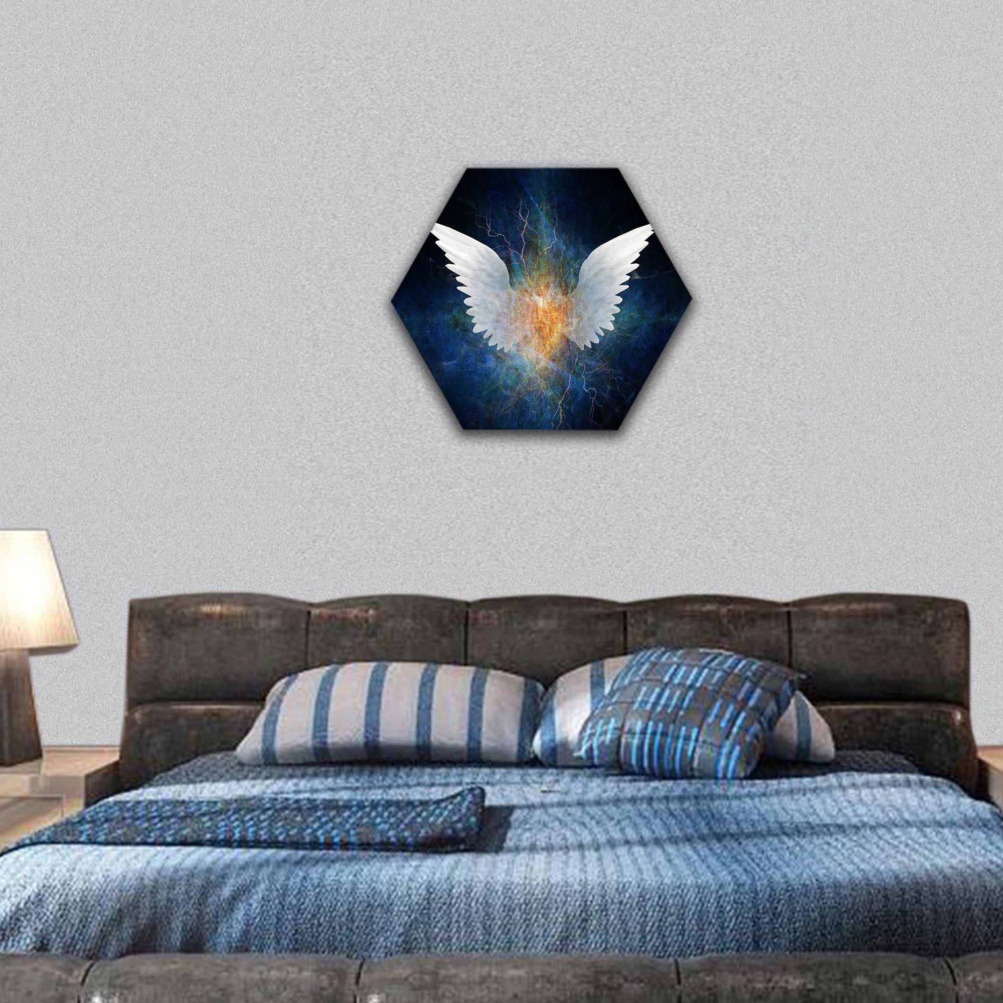 Beautiful Wing Design  hexagonal canvas wall art