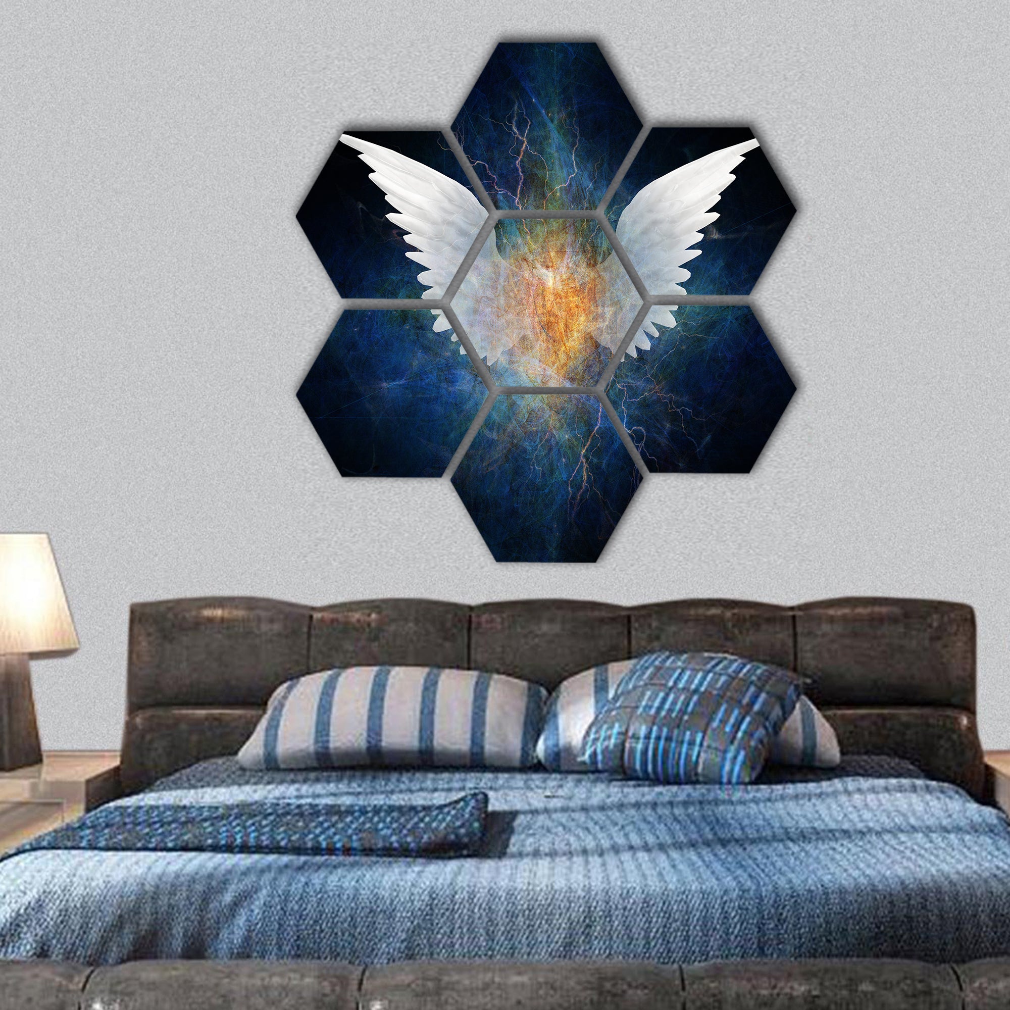 Beautiful Wing Design  hexagonal canvas wall art