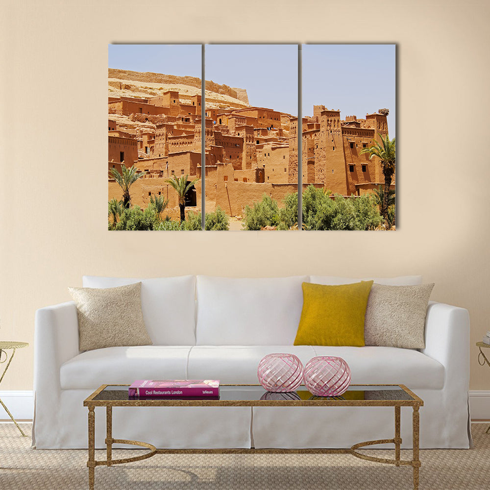 fortified city on the route between the Sahara Desert Multi Panel Canvas Wall Art