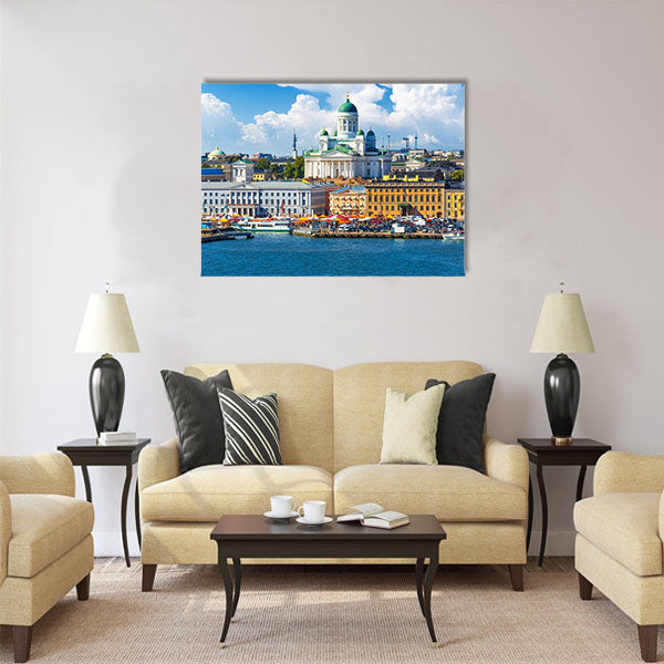 Scenic summer panorama of the Market Square Multi panel canvas wall art