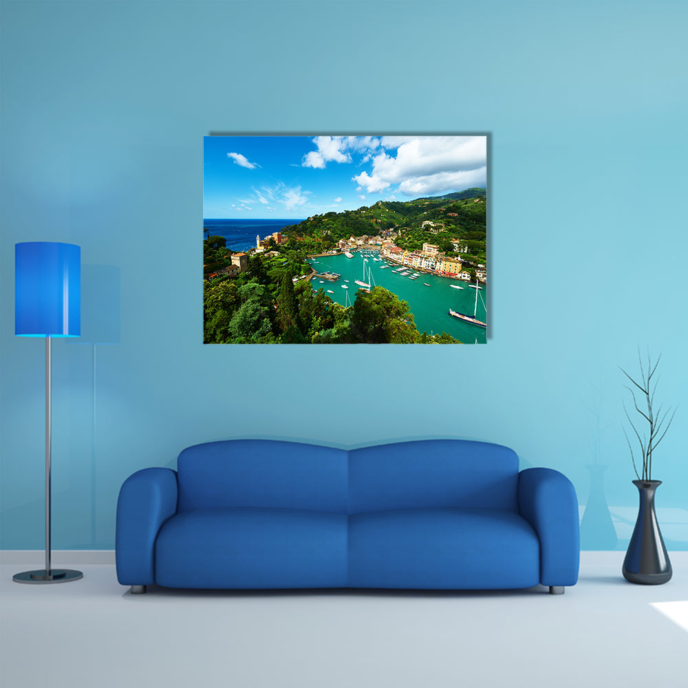 The Portofino village on Ligurian coast in Italy Multi Panel Canvas Wall Art