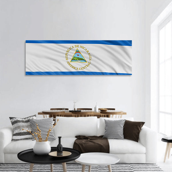 Nicaragua flag panoramic canvas wall art